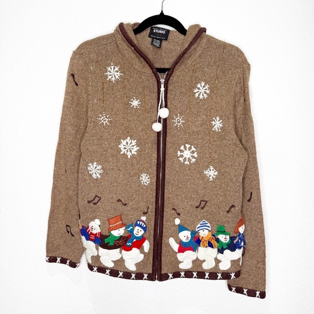 Vintage Studio Joy Wool Blend Snowman Sweater Medium
